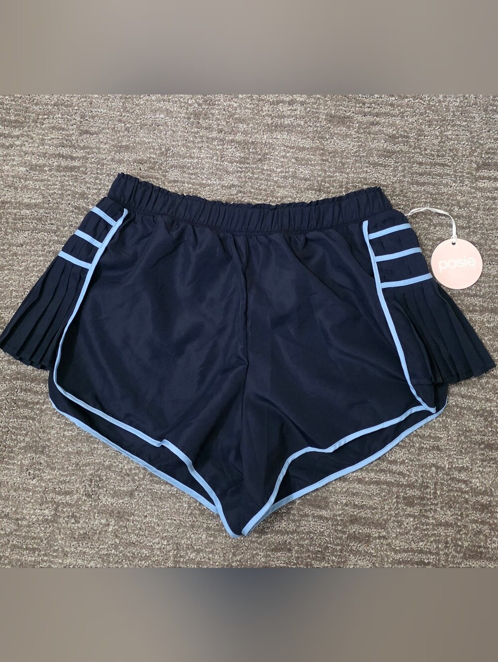 NWT Posie Pleated Active Shorts Navy Blue Tennis Core Preppy Athletic Medium